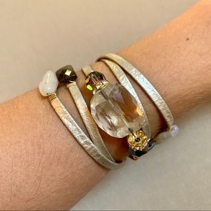Silver Gem Embellished Wrap Bracelet